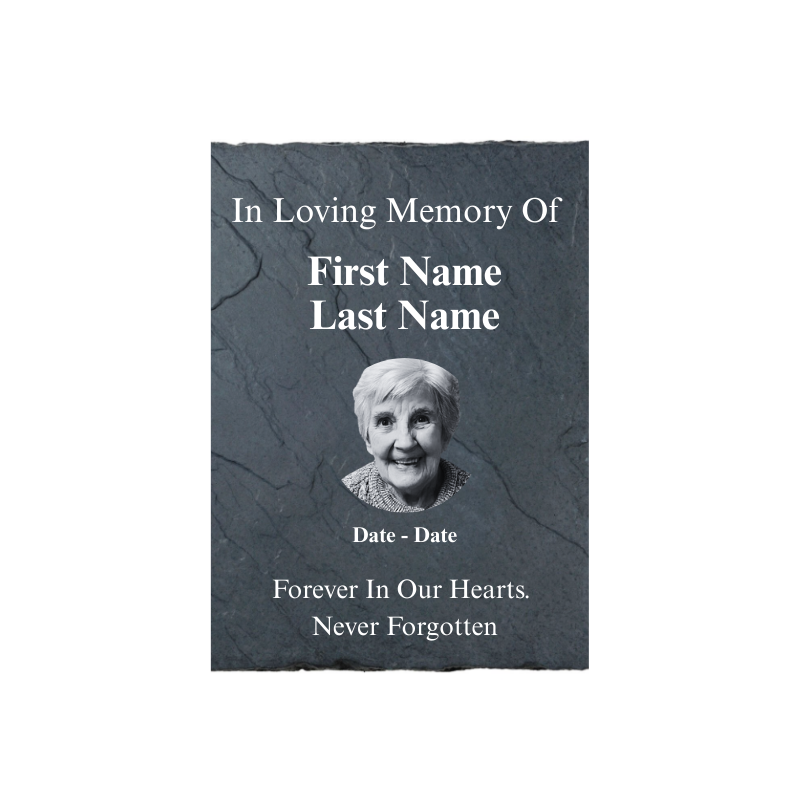 Slate Personalised Memorial Plaque - Portrait - 150mm x 250mm