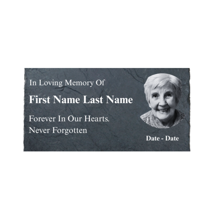 Slate Personalised Memorial Plaque - Landscape - 200mm x 100mm