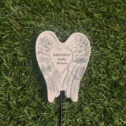 Brother - Angel Wings Memorial Plaque On Stake - Ideal For Gravesides and Gardens