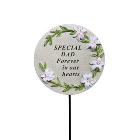 Special Dad - Round Floral Memorial Stick - Forever in Our Hearts - Perfect For Gravesides and Gardens