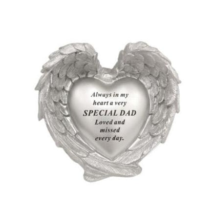 Special Dad - Angel Wings Heart Memorial Plaque - Perfect For Gravesides and Gardens