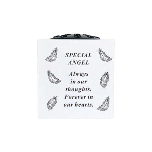 Special Angel - Feathers Memorial Vase - White - Perfect For Gravesides and Gardens