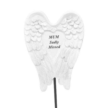 Mum - Angel Wings Memorial Stick - Ideal For Gravesides and Gardens