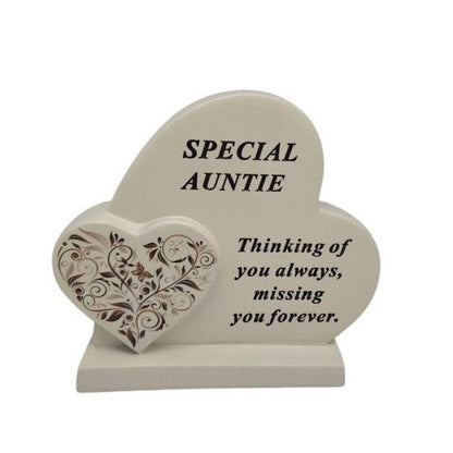 Special Auntie - Double Standing Memorial Heart - Perfect For Gravesides And Gardens