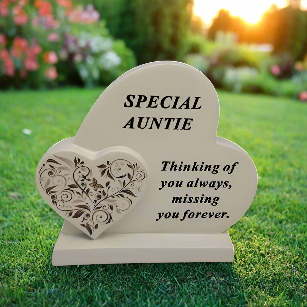 Special Auntie - Double Standing Memorial Heart - Perfect For Gravesides And Gardens