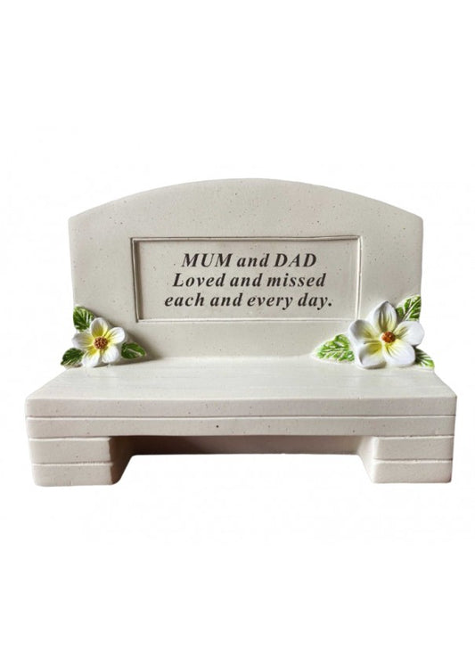 Mum & Dad - Mini Memorial Bench Plaque - Ideal For Gravesides & Gardens