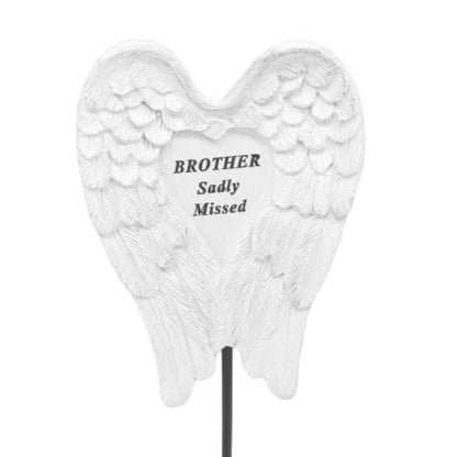 Brother - Angel Wings Memorial Plaque On Stake - Ideal For Gravesides and Gardens