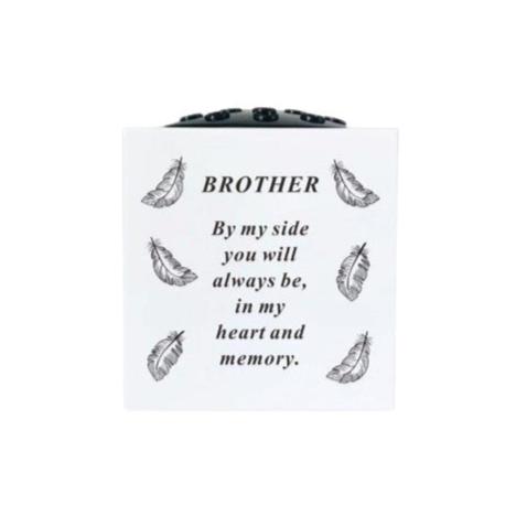 Brother - Feathers Memorial Vase - White - Perfect For Gravesides and Gardens