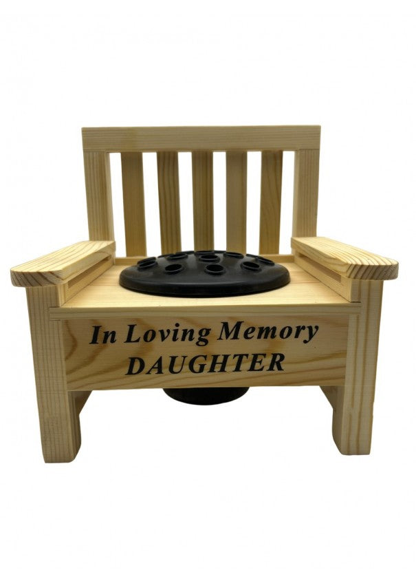 Daughter - Mini Bench Memorial Vase - In Loving Memory - Ideal For Gravesides & Gardens