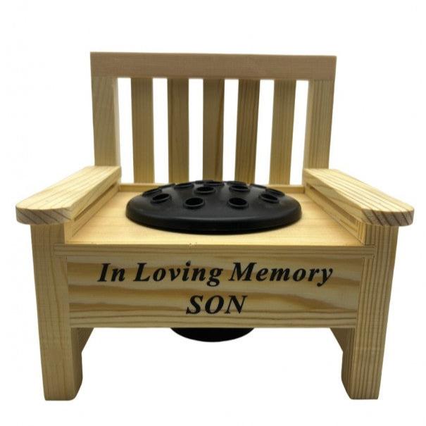 Son - Mini Bench Memorial Vase- In Loving Memory - Ideal For Gravesides & Gardens