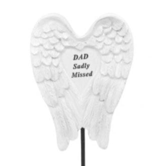 Dad - Angel Wings Memorial Plaque On Stake - Ideal For Gravesides and Gardens