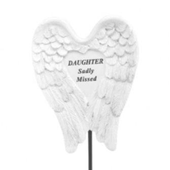 Daughter - Angel Wings Memorial Plaque on Stake - Ideal For Gravesides and Gardens