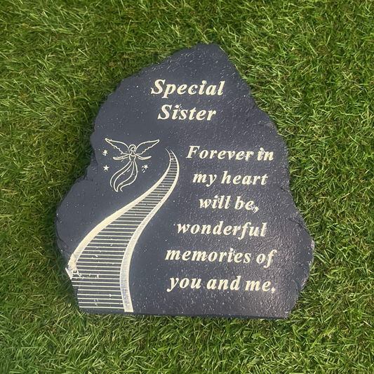 Sister - Stairway To Heaven Memorial Plaque - Perfect For Gravesides and Gardens