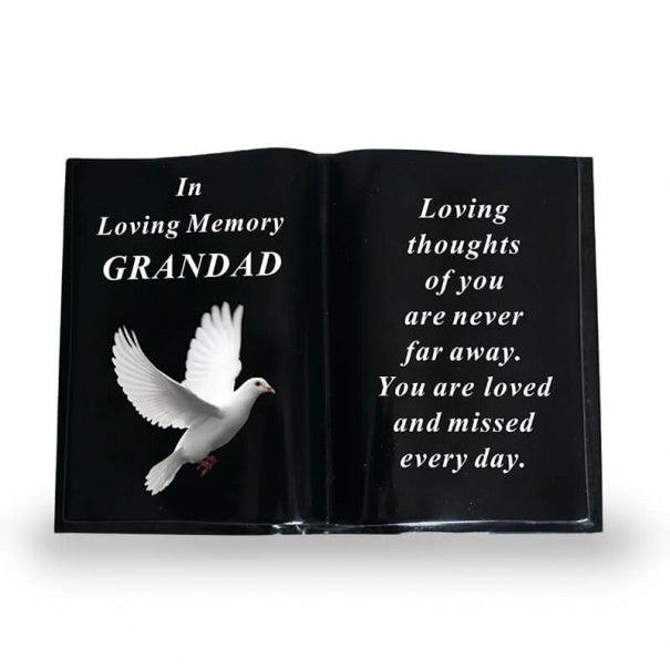 Grandad - White Dove Memorial Book - In Loving Memory - Black