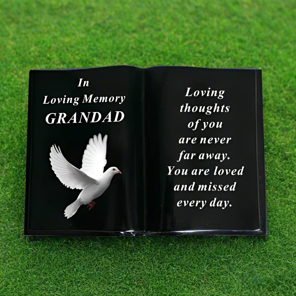 Grandad - White Dove Memorial Book - In Loving Memory - Black