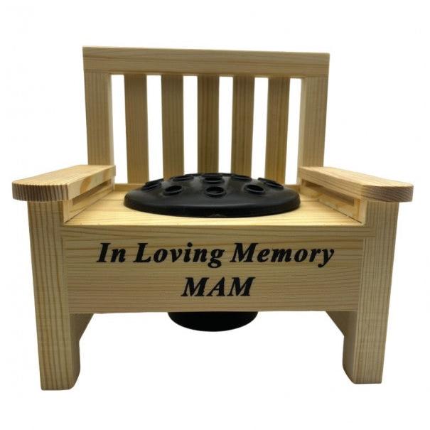 Mam - Mini Bench Memorial Vase - In Loving Memory - Ideal For Gravesides & Gardens