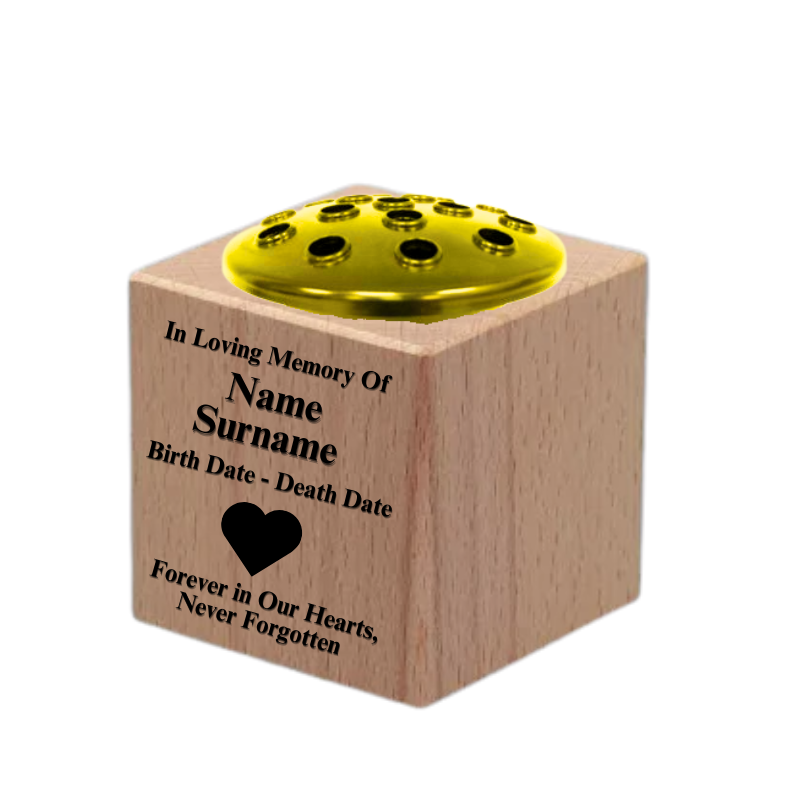 Personalised Memorial Vases - Premium Wood - 150mm X 150mm