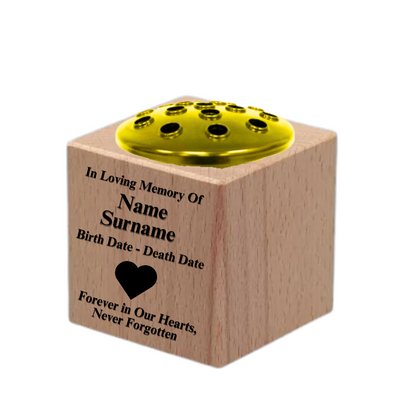 Personalised Memorial Vases - Premium Wood - 150mm X 150mm