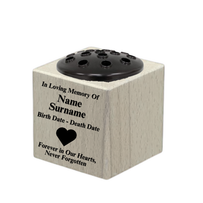 Personalised Memorial Vases - Premium Wood - 150mm X 150mm