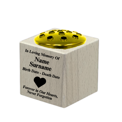 Personalised Memorial Vases - Premium Wood - 150mm X 150mm