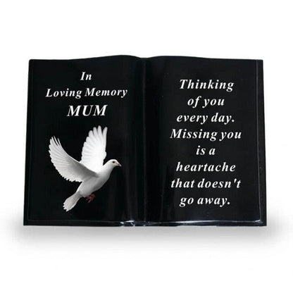 Mum - White Dove Memorial Book - In Loving Memory - Black