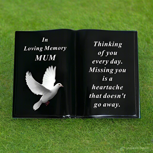 Mum - White Dove Memorial Book - In Loving Memory - Black