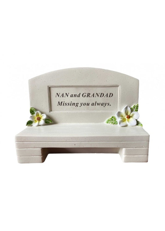 Nan & Grandad - Mini Memorial Bench Plaque - Ideal For Gravesides & Gardens