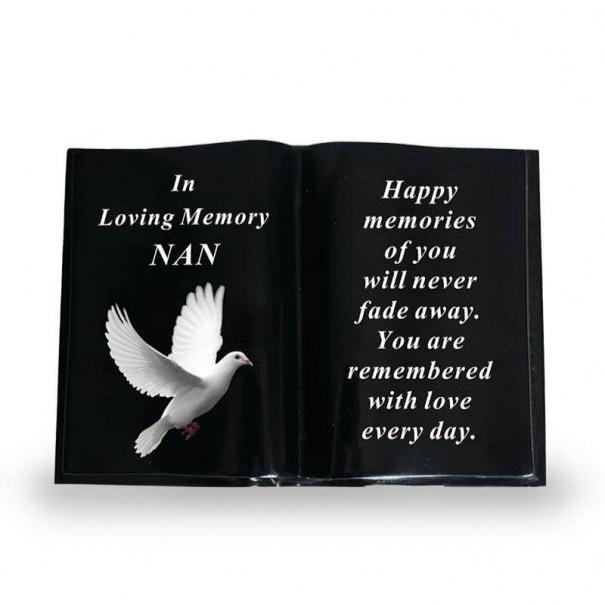 Nan - White Dove Memorial Book - In Loving Memory - Black