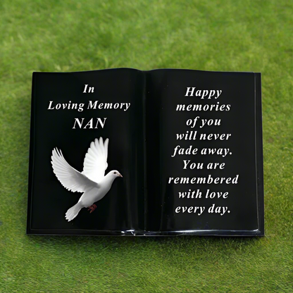 Nan - White Dove Memorial Book - In Loving Memory - Black