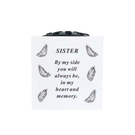 Sister - Feathers Memorial Vase - White - Perfect For Gravesides or Gardens