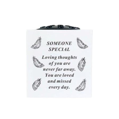 Someone Special - Feathers Memorial Vase - White - Perfect For Gravesides and Gardens