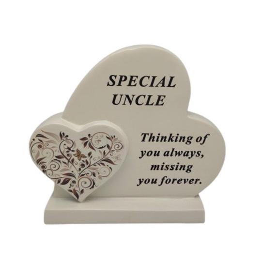 Uncle - Double Standing Heart Memorial - Perfect For Gravesides And Gardens