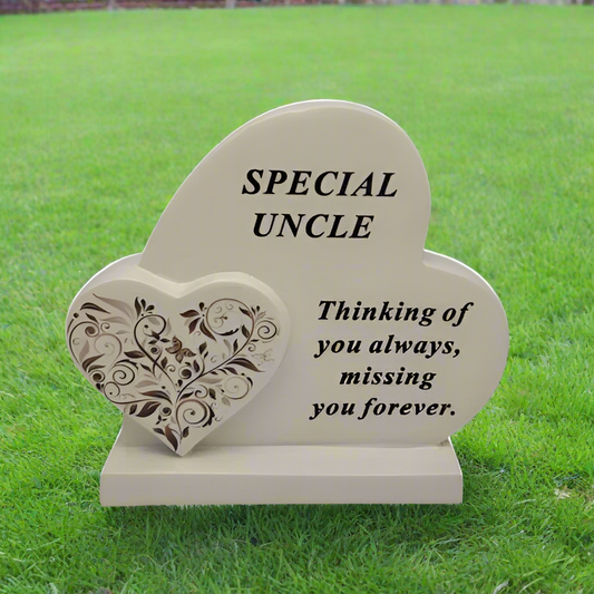 Uncle - Double Standing Heart Memorial - Perfect For Gravesides And Gardens