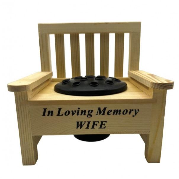 Wife - Mini Bench Memorial Vase - In Loving Memory - Ideal For Gravesides & Gardens