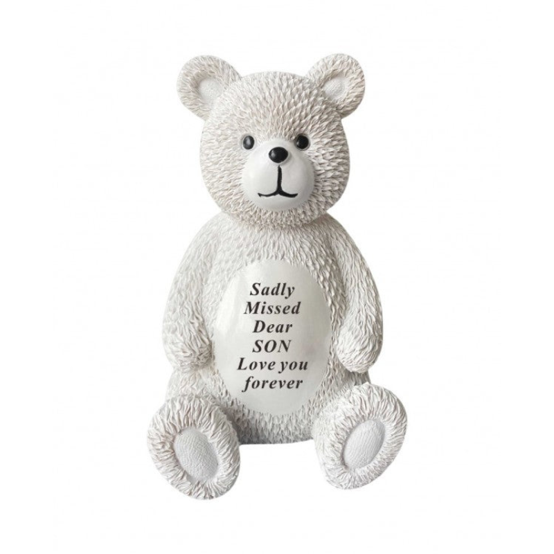 Son - Memorial Bear - Cream - Perfect for Graveside And Gardens