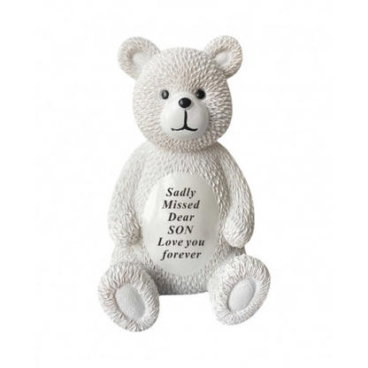 Son - Memorial Bear - Cream - Perfect for Graveside And Gardens