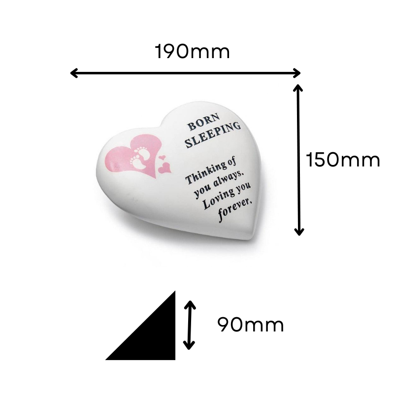 Born Sleeping - Memorial Heart - White With Pink Heart & Footprints