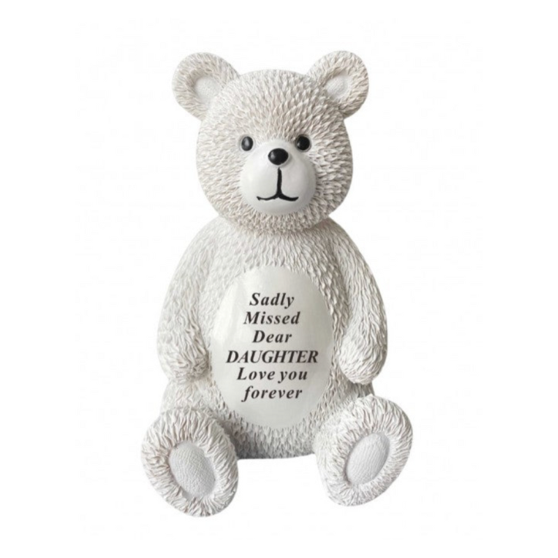 Daughter - Memorial Bear - Cream - Freestanding - Perfect for Graveside And Gardens