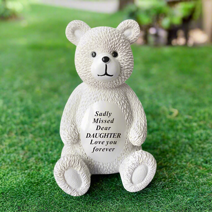 Daughter - Memorial Bear - Cream - Freestanding - Perfect for Graveside And Gardens