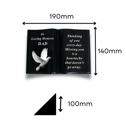 Dad - White Dove Graveside Memorial Book Ornament - In Loving Memory - Black